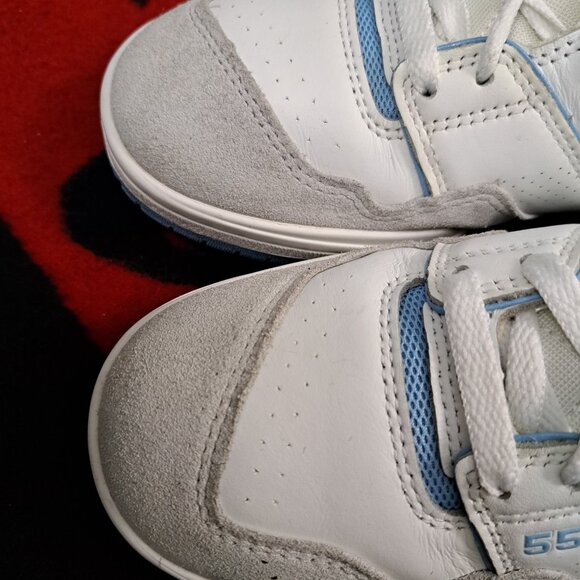 New Balance 550 White and Blue Athletic Shoes - Picture 8 of 13